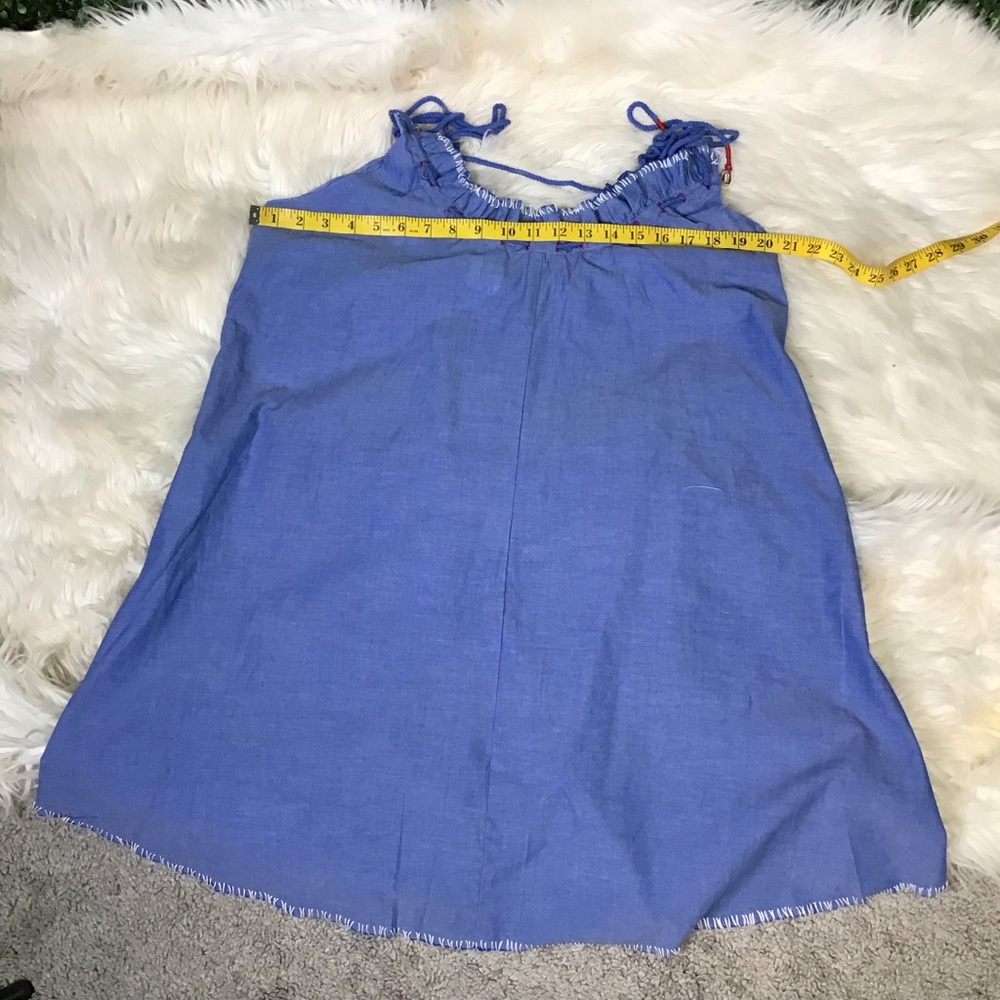 Nwt Polo Ralph Lauren Dress Sun Dress Denim Blue Chambray Embroidered Shells - Picture 9 of 10